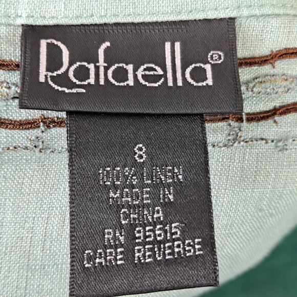 Rafaella Size 8 Light Green Tunic Embroidered Stone Accents 100% Linen Long Slv - Picture 11 of 13